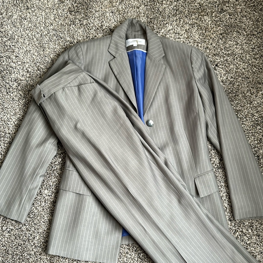 Stunning light gray pinstripe women’s Calvin Klein Suit